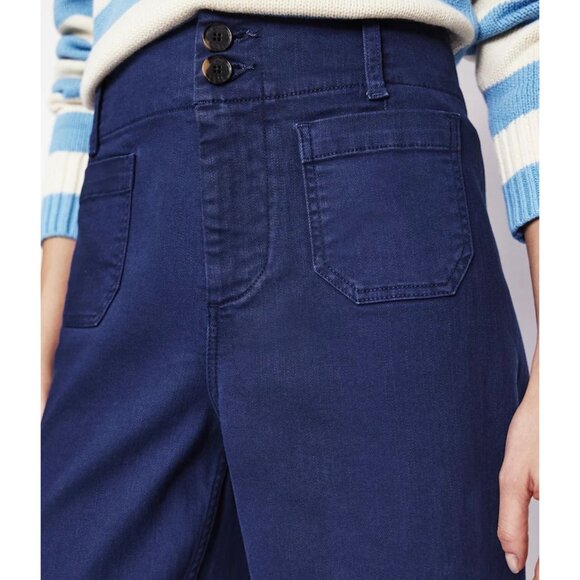 Boden Primrose Patch Pocket Wide Leg Trousers Size 14 Navy Blue - Picture 5 of 7